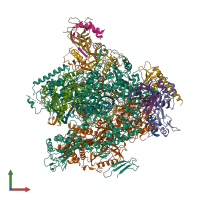 PDB entry 6hlq coloured by chain, front view.