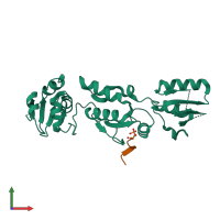 PDB entry 6hm5 coloured by chain, front view.