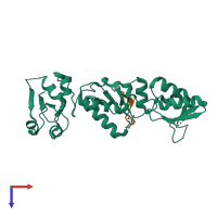 PDB entry 6hm5 coloured by chain, top view.