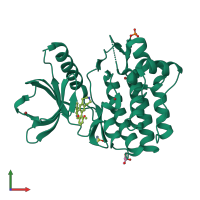 PDB entry 6hm7 coloured by chain, front view.