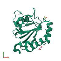 PDB entry 6hn3 coloured by chain, front view.