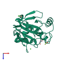 PDB entry 6hn3 coloured by chain, top view.