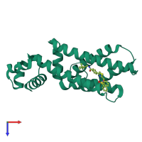 PDB entry 6hof coloured by chain, top view.