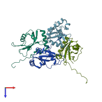 PDB entry 6hoh coloured by chain, top view.