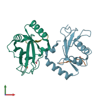 PDB entry 6hoi coloured by chain, front view.