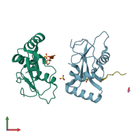PDB entry 6hol coloured by chain, front view.