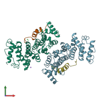 PDB entry 6hon coloured by chain, front view.