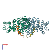 PDB entry 6hon coloured by chain, top view.