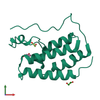 PDB entry 6hov coloured by chain, front view.