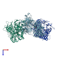 PDB entry 6hp8 coloured by chain, top view.