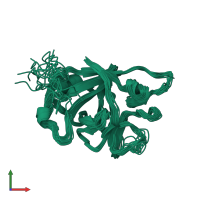 PDB entry 6hpi coloured by chain, ensemble of 20 models, front view.