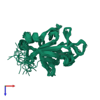 PDB entry 6hpi coloured by chain, ensemble of 20 models, top view.