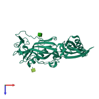 PDB entry 6hpv coloured by chain, top view.