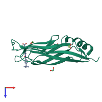 PDB entry 6hpy coloured by chain, top view.