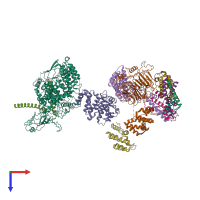 PDB entry 6hqa coloured by chain, top view.