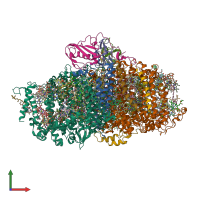PDB entry 6hqb coloured by chain, front view.