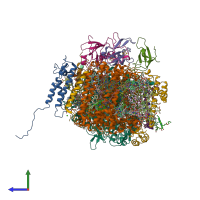 PDB entry 6hqb coloured by chain, side view.