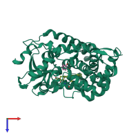 PDB entry 6hqn coloured by chain, top view.