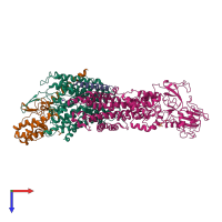 PDB entry 6hra coloured by chain, top view.