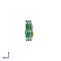 PDB entry 6hre coloured by chain, side view.