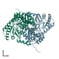 PDB entry 6hrh coloured by chain, front view.