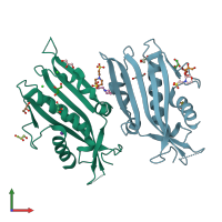 PDB entry 6hrr coloured by chain, front view.