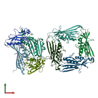 PDB entry 6hrs coloured by chain, front view.