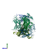 PDB entry 6hrs coloured by chain, side view.