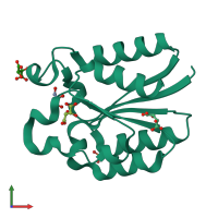 PDB entry 6hs8 coloured by chain, front view.