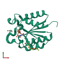 PDB entry 6hsa coloured by chain, front view.