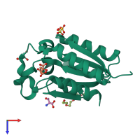 PDB entry 6hsa coloured by chain, top view.