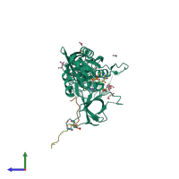 PDB entry 6hsn coloured by chain, side view.