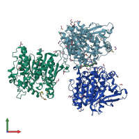 PDB entry 6hsw coloured by chain, front view.