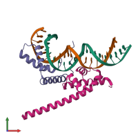 PDB entry 6ht5 coloured by chain, front view.