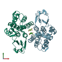 PDB entry 6ht6 coloured by chain, front view.