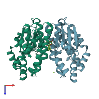 PDB entry 6ht6 coloured by chain, top view.
