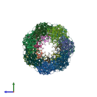 PDB entry 6ht7 coloured by chain, side view.