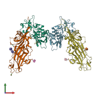 PDB entry 6ht9 coloured by chain, front view.