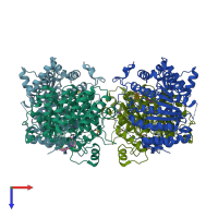 PDB entry 6hti coloured by chain, top view.