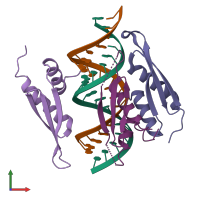 PDB entry 6htu coloured by chain, front view.