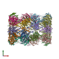 PDB entry 6hub coloured by chain, front view.