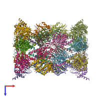 PDB entry 6hub coloured by chain, top view.