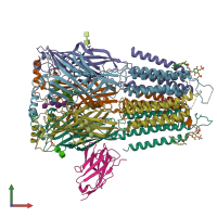 PDB entry 6hug coloured by chain, front view.