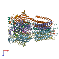 PDB entry 6hug coloured by chain, top view.