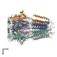 PDB entry 6hup coloured by chain, top view.