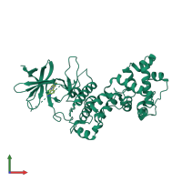PDB entry 6hv0 coloured by chain, front view.