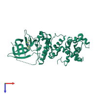 PDB entry 6hv0 coloured by chain, top view.
