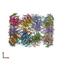 PDB entry 6hv3 coloured by chain, front view.