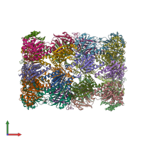 PDB entry 6hv5 coloured by chain, front view.