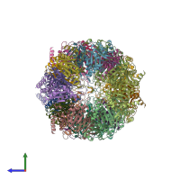 PDB entry 6hv5 coloured by chain, side view.